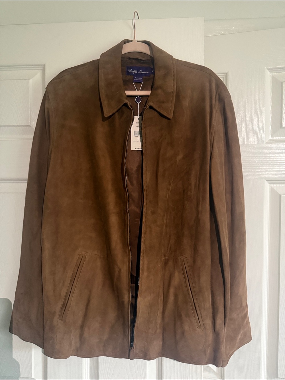 Ralph Lauren Men's Brown Suede Zip-Front Bomber Jacket